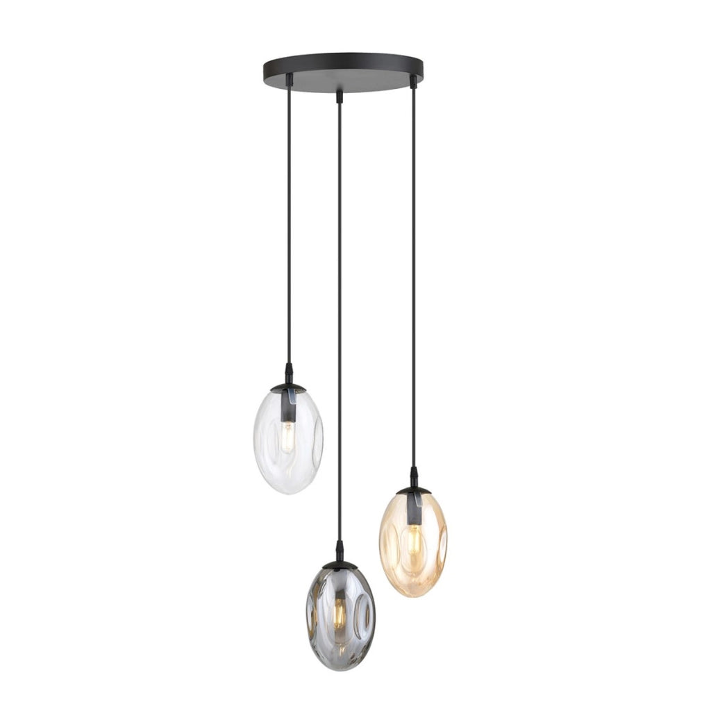 Lampada a sospensione Astral con paralumi in vetro mix