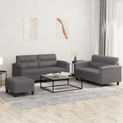 Set di Divani 3 pz con Cuscini Grigio in Similpelle 3202369