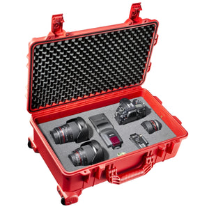 Mantona Outdoor Trolley fotografico rosso, impermeabile, antiurto, antipolvere e impilabile, Valigia rigida imbottita in schiuma, per attrezzature fotografi e oggetti di valore