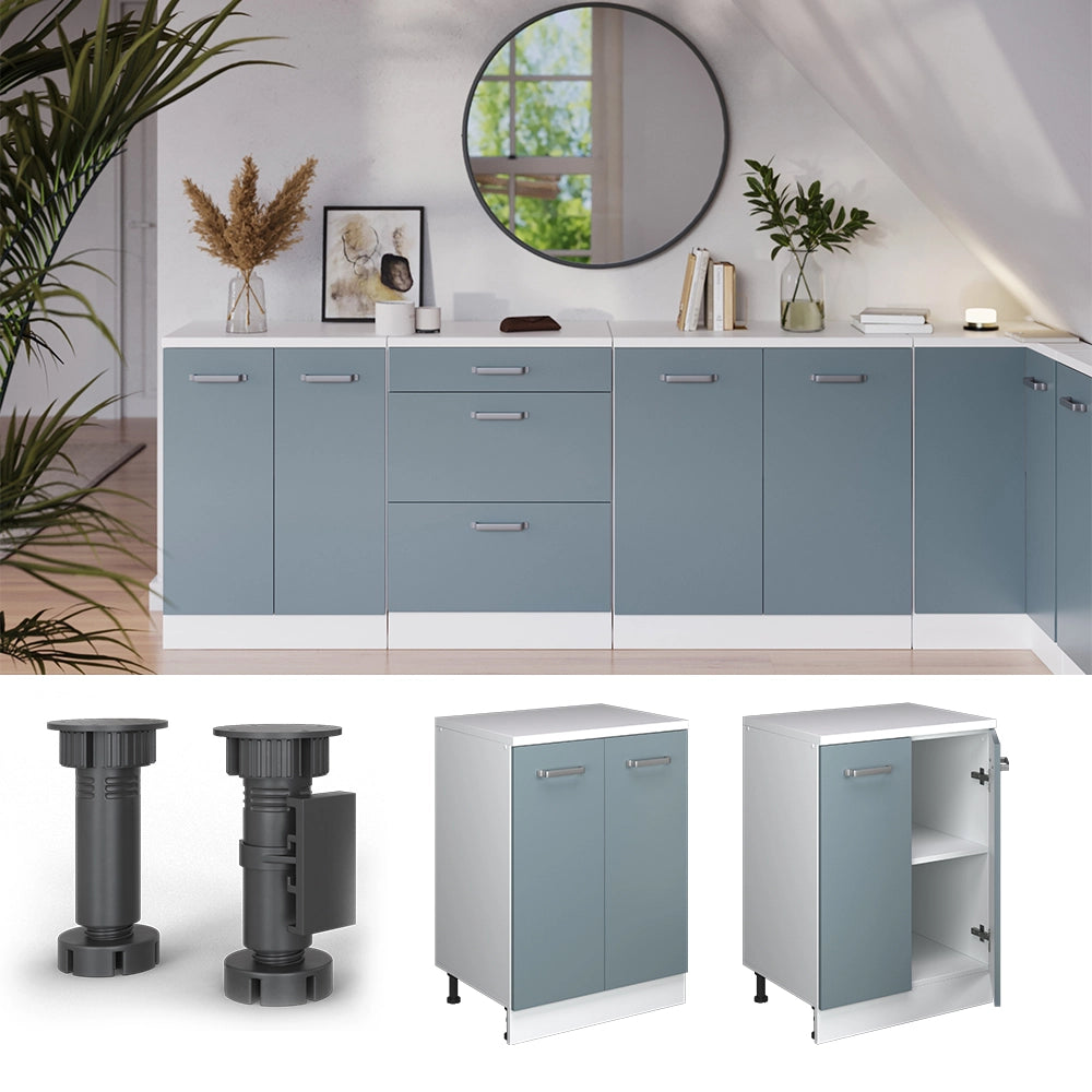 Mobile per mansarda Rion Grigio-blu/Bianco 60 x 83.8 cm senza inclinazione con 2 ante Vicco
