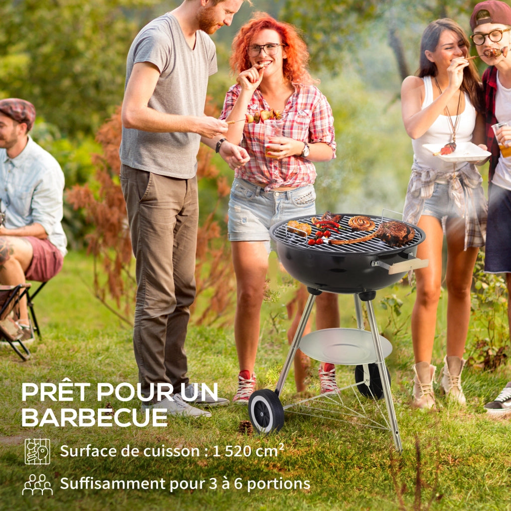 Barbecue a carbone con coperchio ruote e controllo temperatura ¨C zephmum ¨C nero