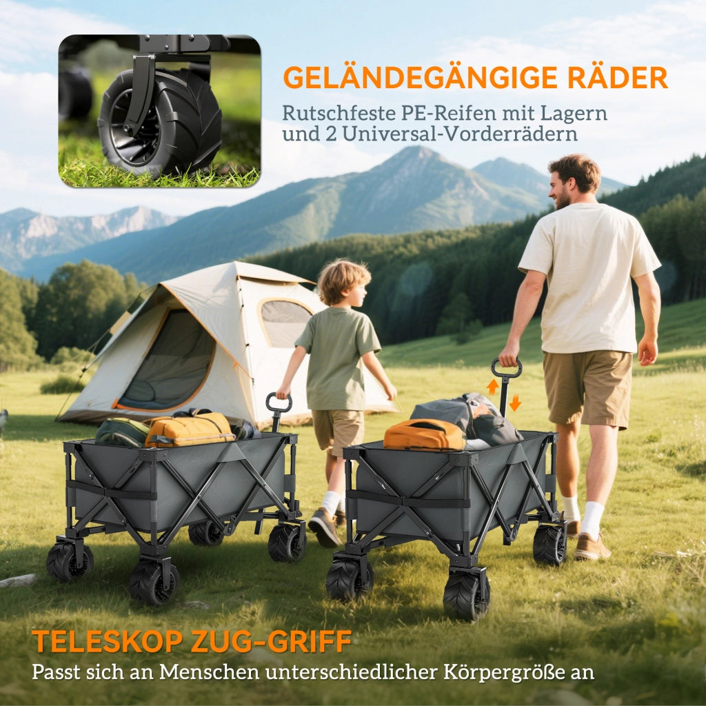Carrello da giardino pieghevole 360¡ã ¨C zephmum ¨C 70 kg, grigio scuro