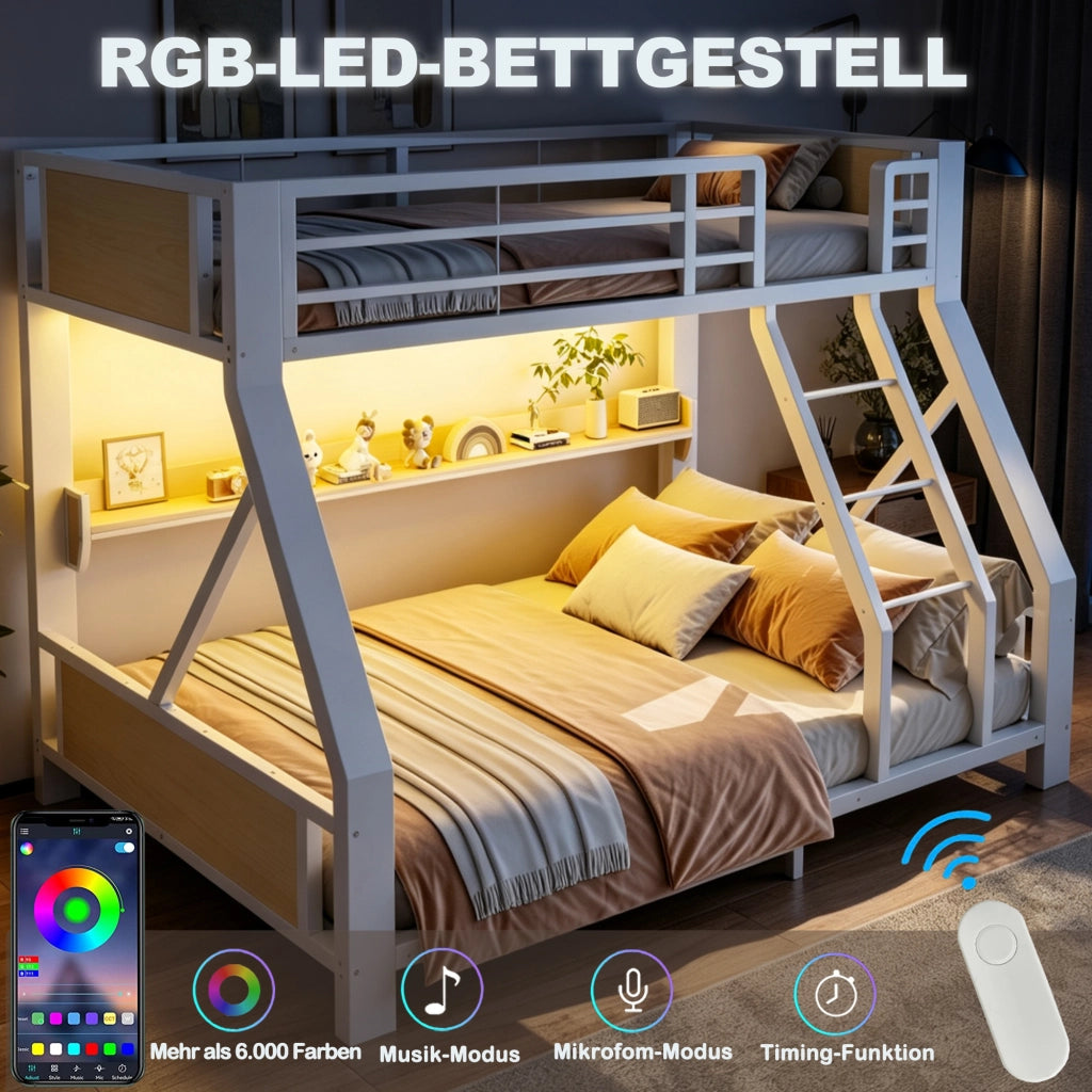 letto a castello metallo e legno bianco 145 x 204 cm