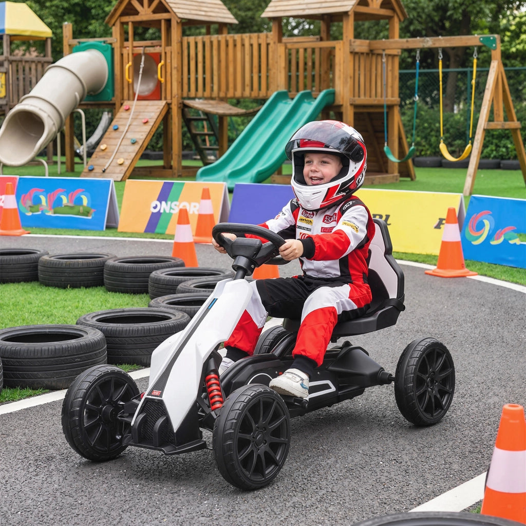 Go-Kart Elettrico per Bambini ¨C zephmum ¨C Bianco, Metallo e Plastica