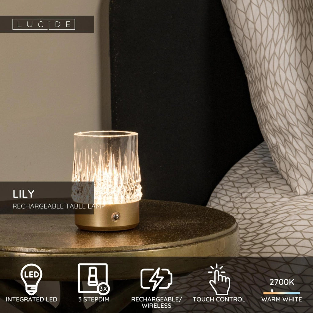 Lampada da tavolo LED LILI Lucide oro acrilico