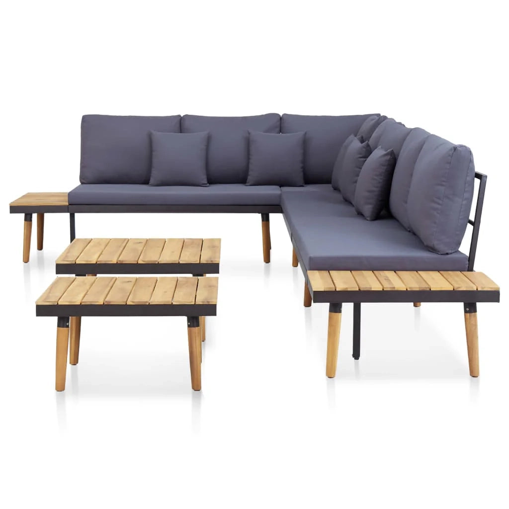 Set di mobili da giardino mobili da esterno set da 7 posti con cuscini legno massello di acacia marrone 02_0017455