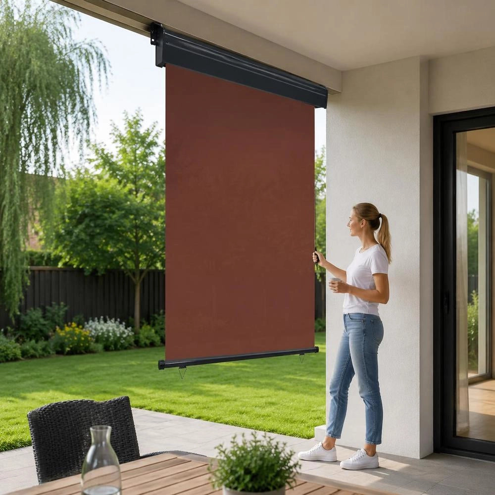 Balcony Side Awning 85x250 Cm Brown