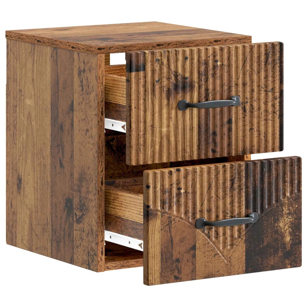 Mobiletto da notte a muro Legno antico 34,5 x 33 x 40 cm 898991
