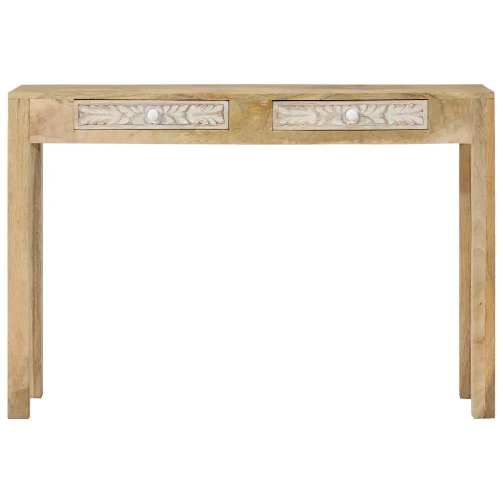 Tavolo Consolle 110x30x75 cm Legno Massello Sbiancato di Mango