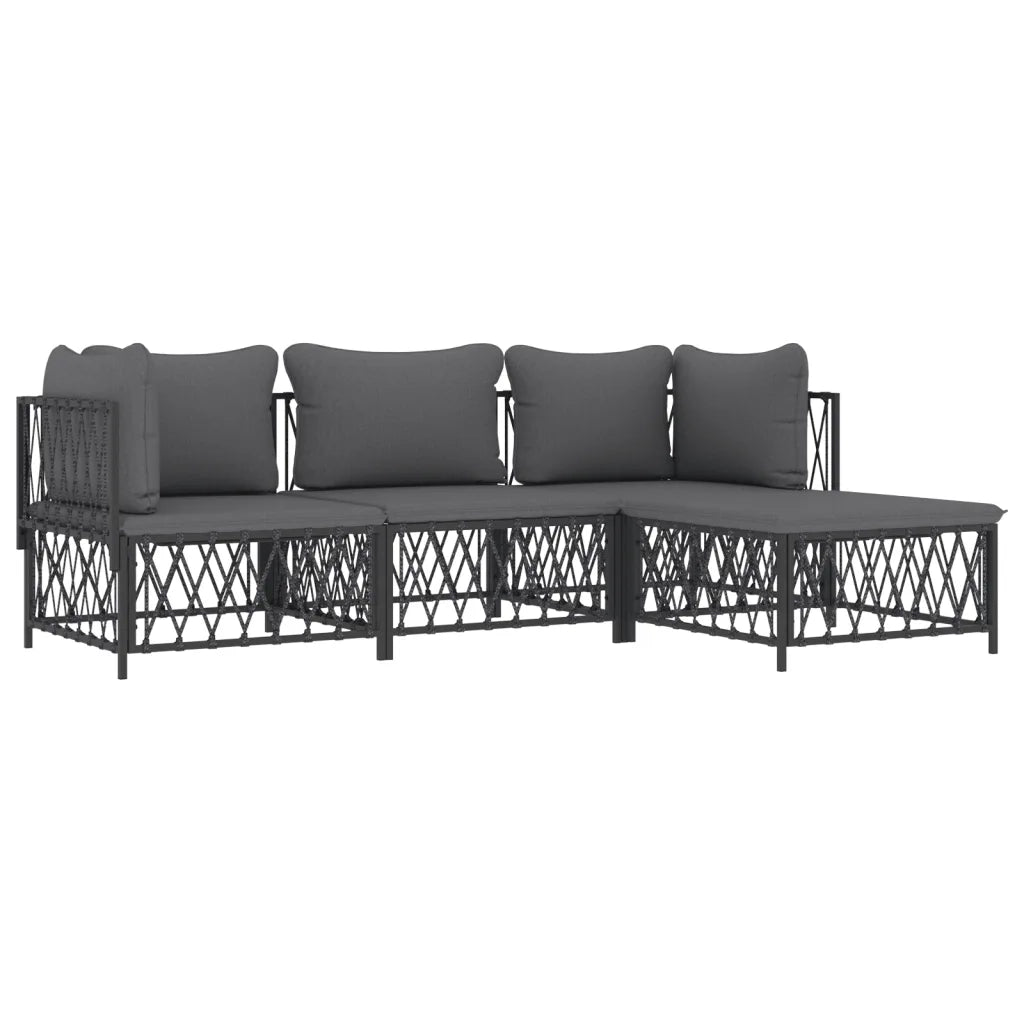 Set Salotto da Giardino 4 pz con Cuscini in Acciaio Antracitecod mxl 76589