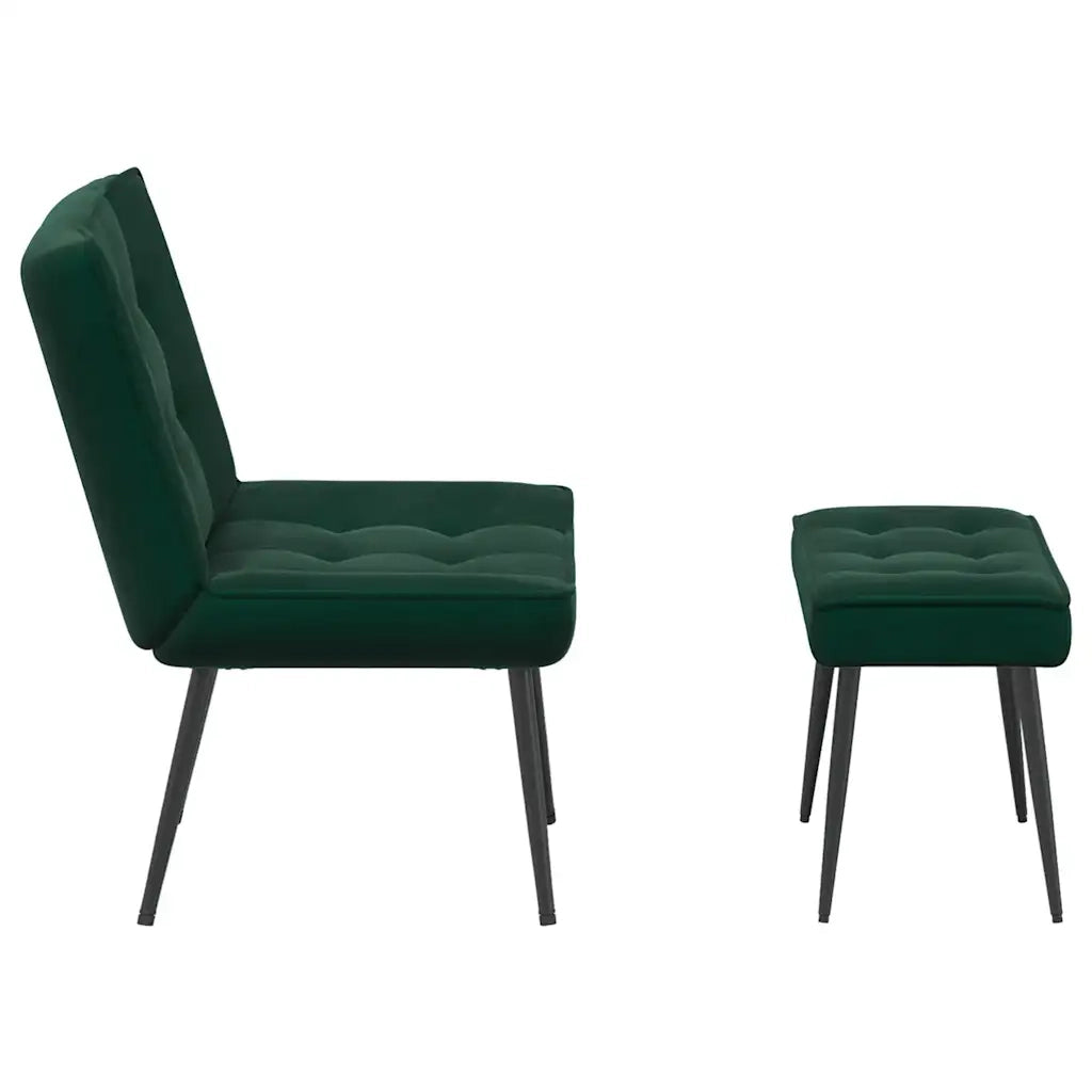 Divano Sedia-Poltrona Relax con Poggiapiedi Verde Scuro in Velluto 403774