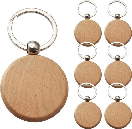 Sleutelhanger in legno con spazio per etichetta - 12 pezzi - Fai da te - Bianco - Etichettabile - 4 x 4 cm Lavatrice