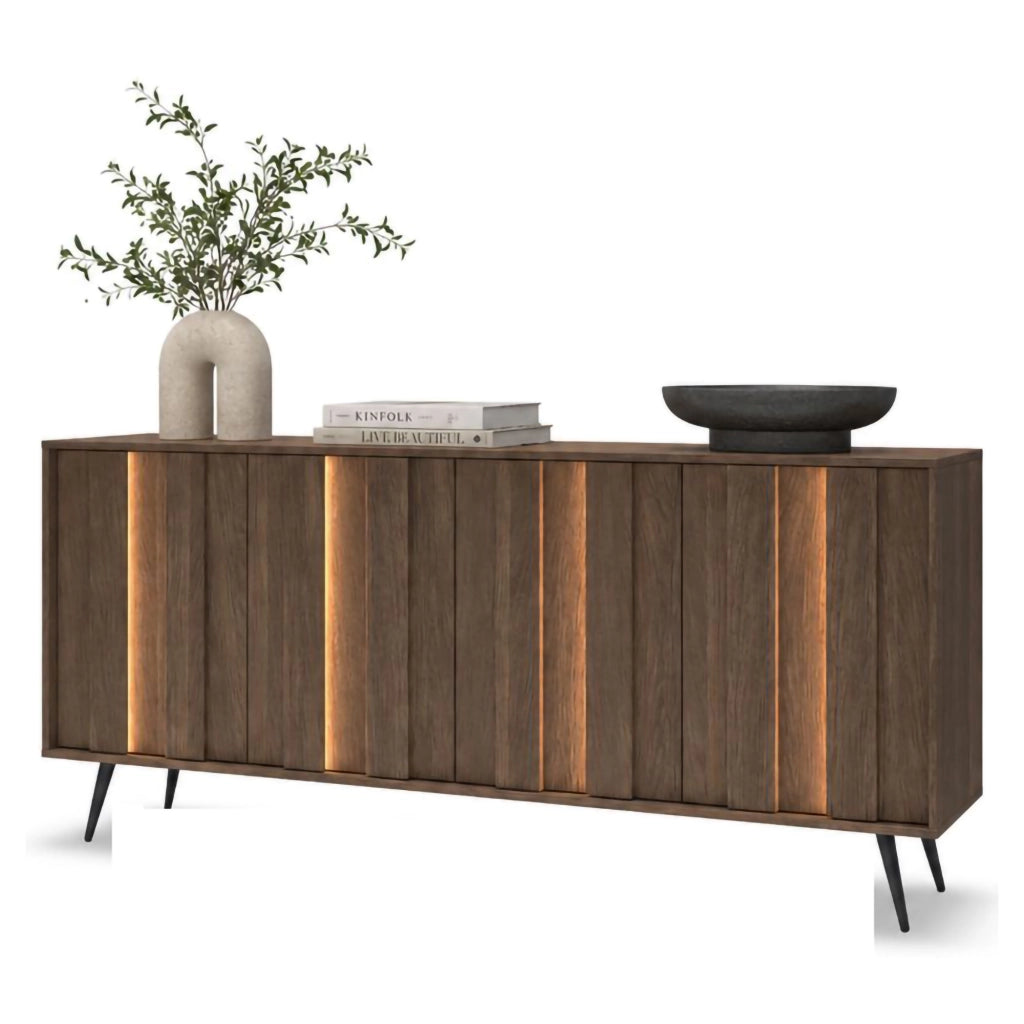 Madia Haga, Credenza 4 Ripiani, 183x40x83h cm Marrone Noce