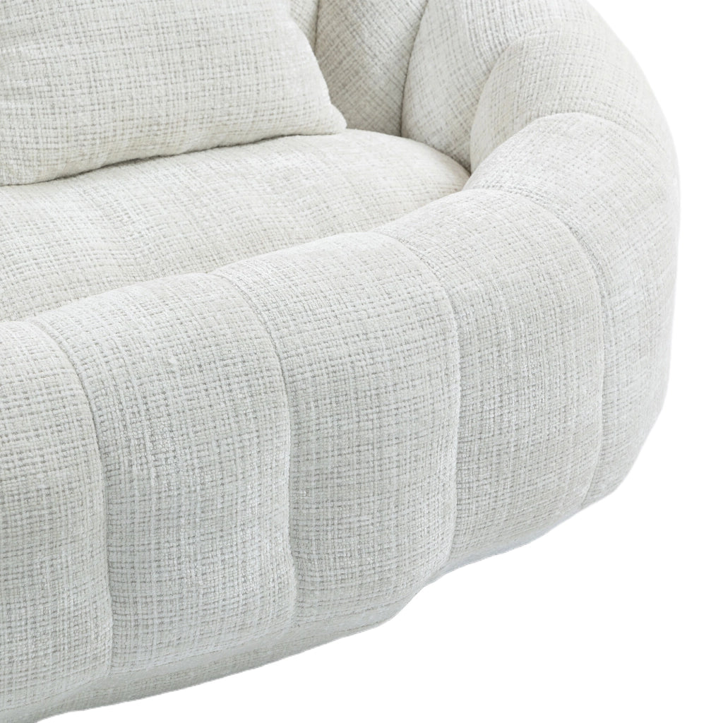 Poltrona pouf 2 posti con memory foam, senza montaggio, in Chenille, Beige