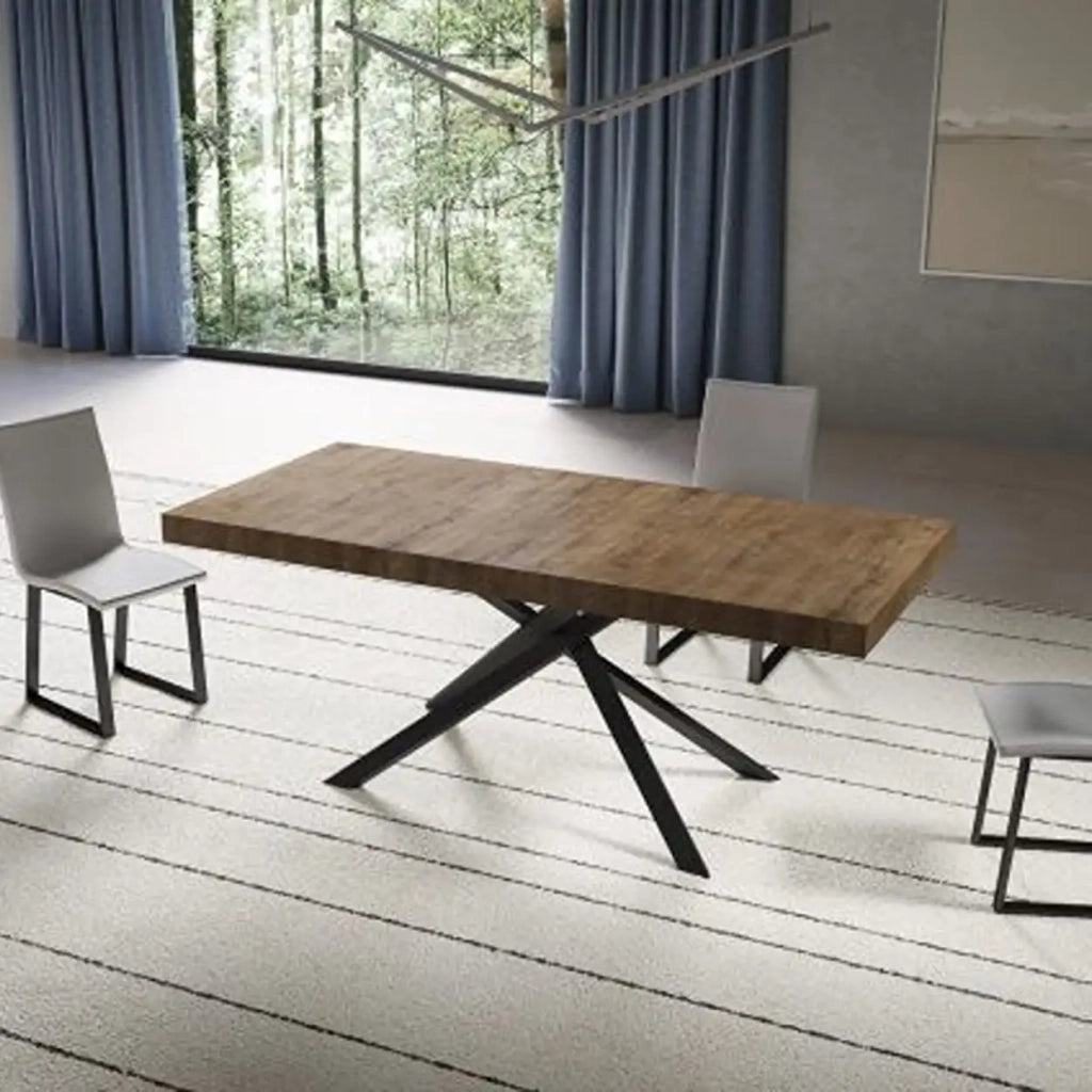 Tavolo allungabile 180/440x90 cm Niket colore noce gambe antracite