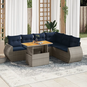 Set Divani da Giardino 7 pz con Cuscini Grigio in Polyrattan 3327274