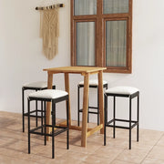 Set da Bar da Giardino 5 pz con Cuscini Nero 3067950