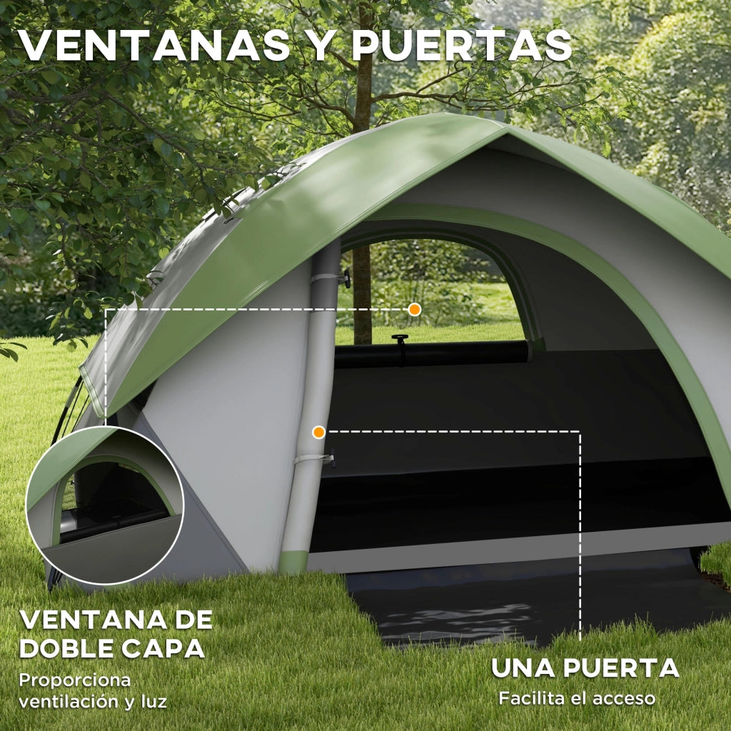 Tenda da Campeggio Pieghevole per 2 Persone ¨C zephmum ¨C 210x150x110 cm Grigio Verde