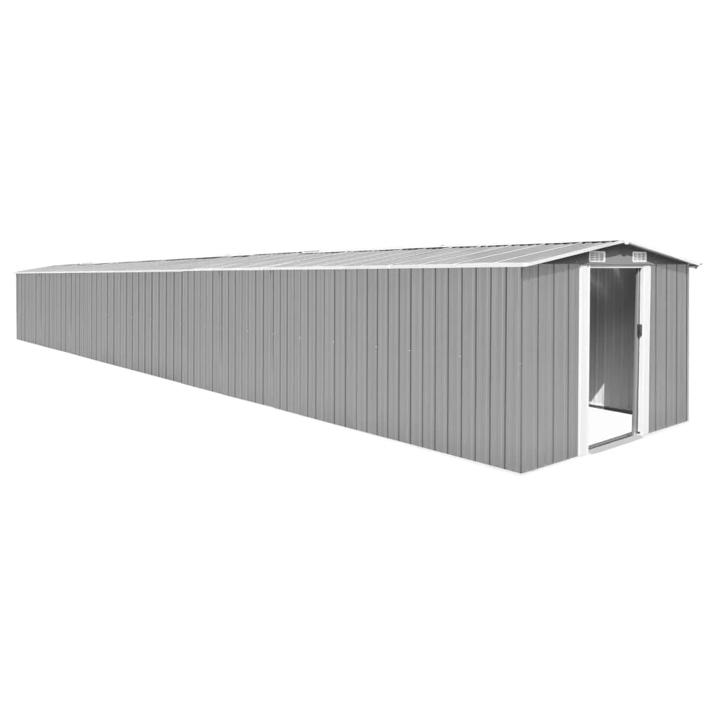 Casetta da giardino cabina ripostiglio casetta da esterno robusta casetta per attrezzi 257 x 990 x 181 cm acciaio zincato grigio 02_0022234