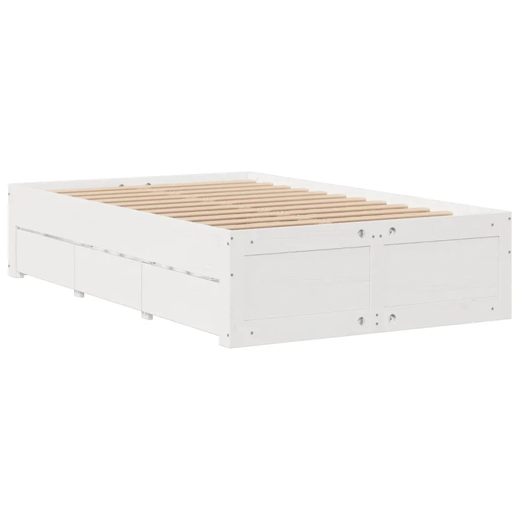 Letto Libreria senza Materasso Bianco 135x190 cm Legno di Pino