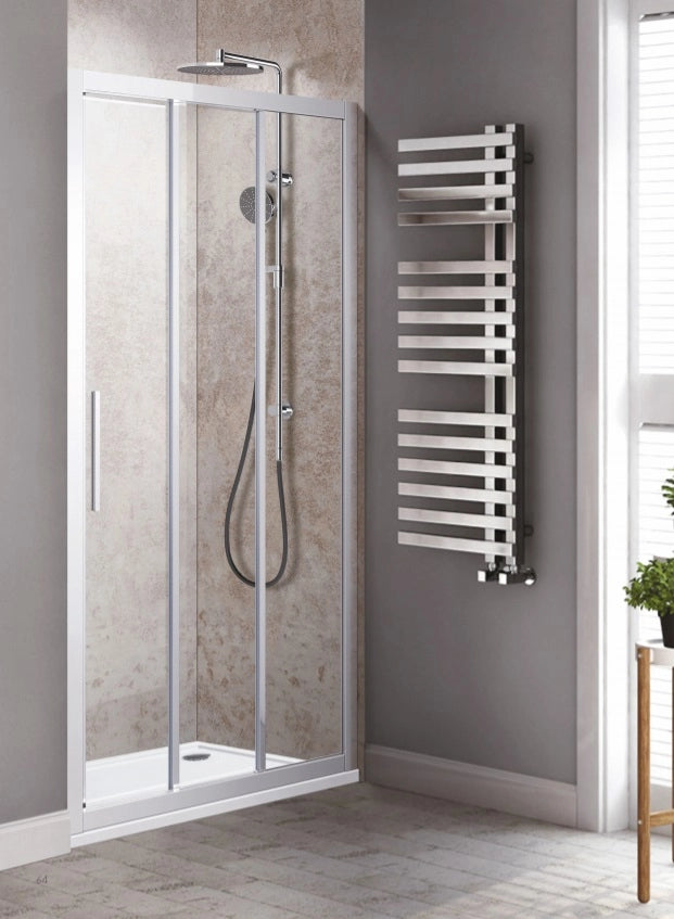 Porta Doccia Tre Ante Scorrevoli Cristallo 6mm Trasparente h.190cm Gigla Trasparente 6mm,116-120cm,Incluso