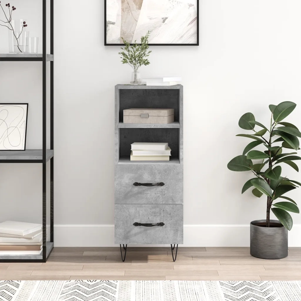 Credenza-Buffet-Armadio da cucina Grigio Cemento 34,5x34x90 cm in Legno Multistrato 358095