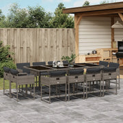 Set da Pranzo da Giardino 13pz con Cuscini Grigio in Polyrattan 3211400