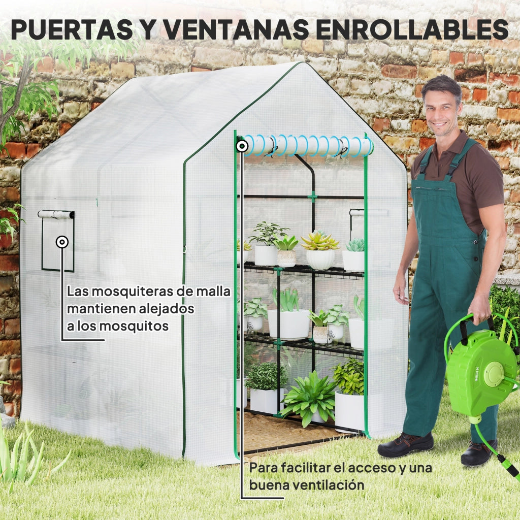 Serra da Giardino con Ripiani ¨C Zephmum ¨C Bianco 140x143x190 cm