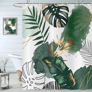 Douchegordijn 200 x 180 cm - Abstracto Verde con Foglie Tropicali - Idrorepellente e Minimalista