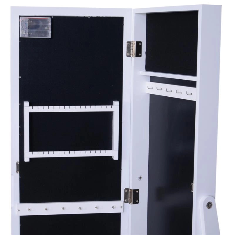 ARMADIO PORTAGIOIE CON SPECCHIO REGOLABILE E LUCI LED BIANCO 36X30X136 CM