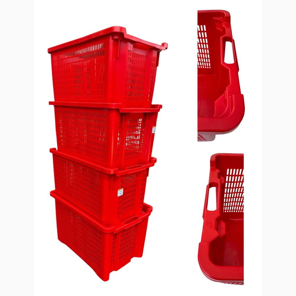Cassa Cassetta agricola ortofrutta Salvaspazio 52x29x42H cm ROSSA FONDO CHIUSO 12 PEZZI