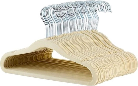 Slittini per appesi vestiti in velluto per bambini e bambini piccoli 29,5 cm - 50 pezzi beige