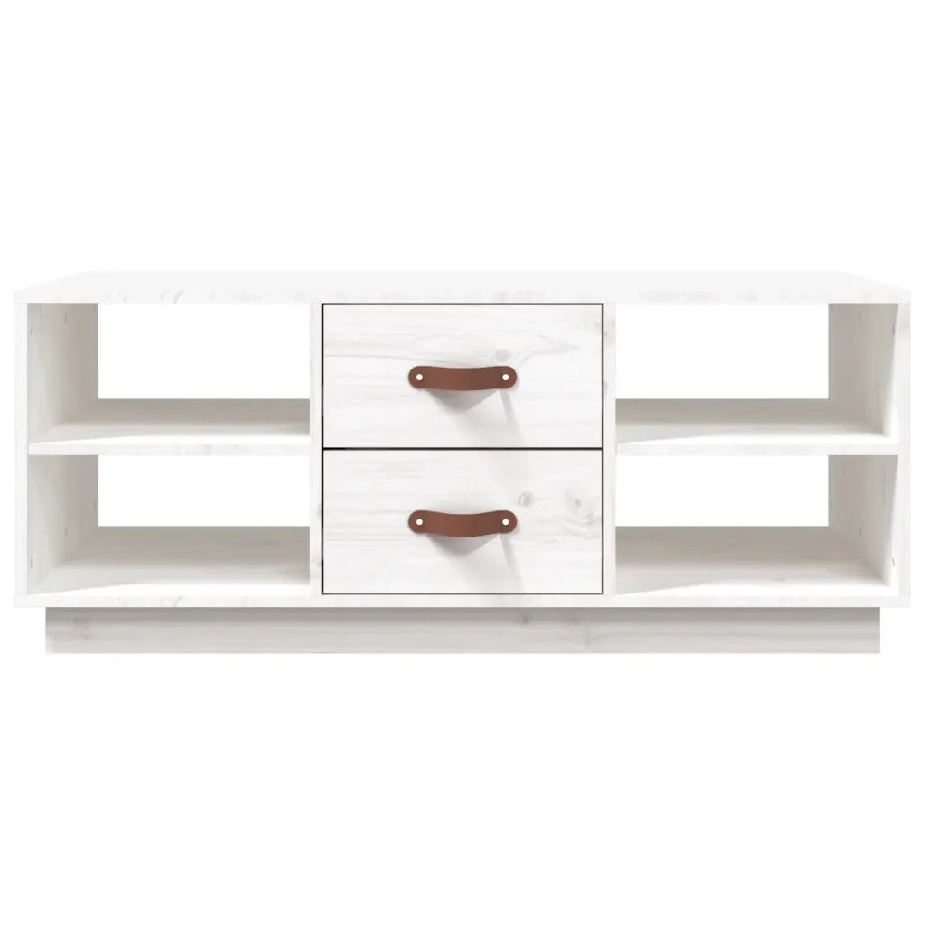 Tavolino da Salotto Bianco 100x50x41 cm Legno Massello di Pino cod mxl 10353