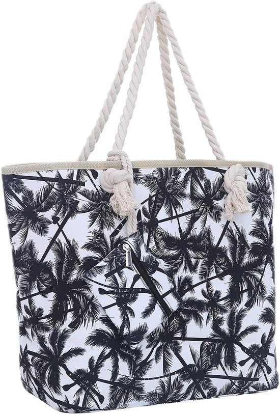 Borsa da spiaggia grande con cerniera - shopper ampio - 1 pezzo - stile beach - 58 x 38 x 18 cm