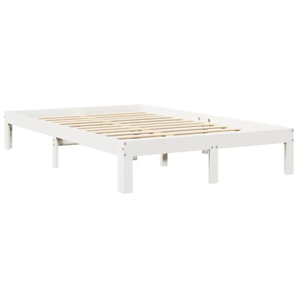 Letto Libreria senza Materasso-Struttura Letto con contenitore Bianco 135x190 cm Legno di Pino 456879