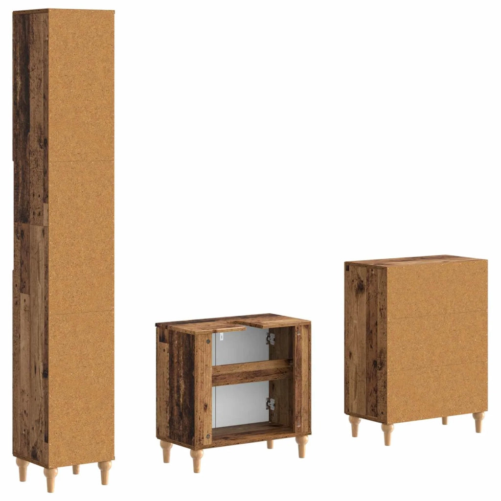 Set di armadietti da bagno in 3 pezzi ALKMAAR Legno antico 3417430