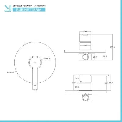 Set doccia incasso tondo Iole completo di soffione 20 cm cromato