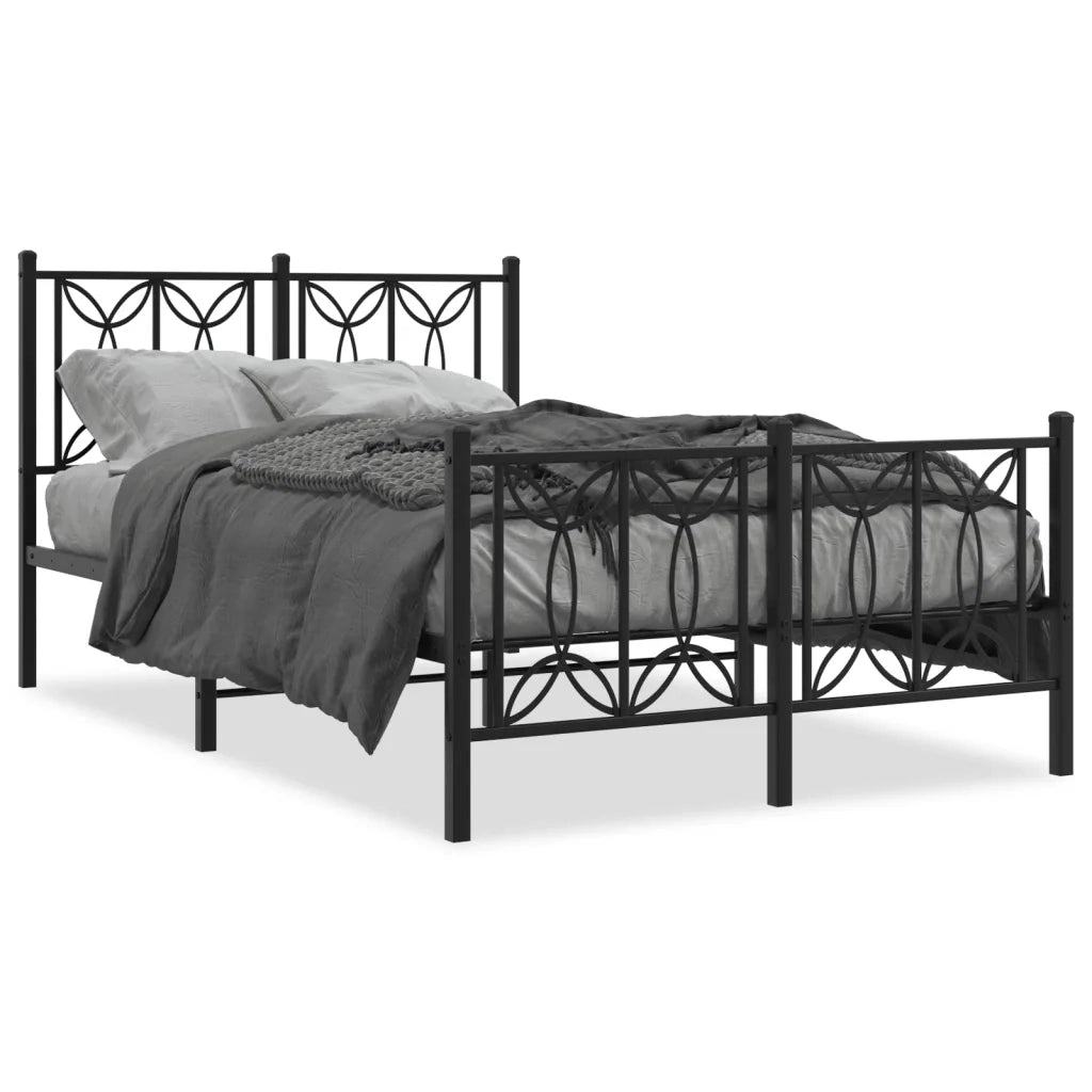 Giroletto con Testiera e Pediera Metallo Nero 120x190 cm 376143