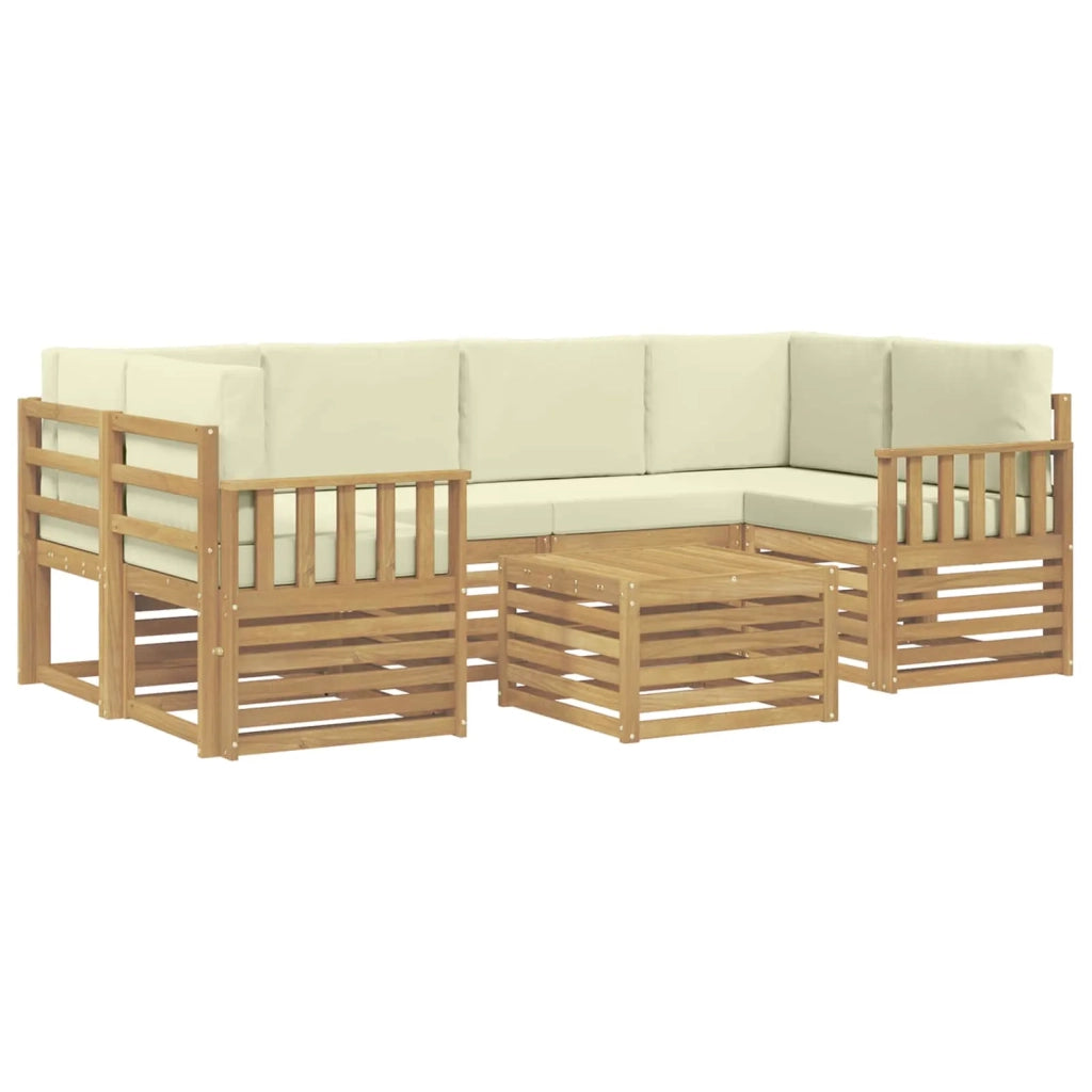Set di divani da esterno 7 pcs Bianco e Crema Poliestere