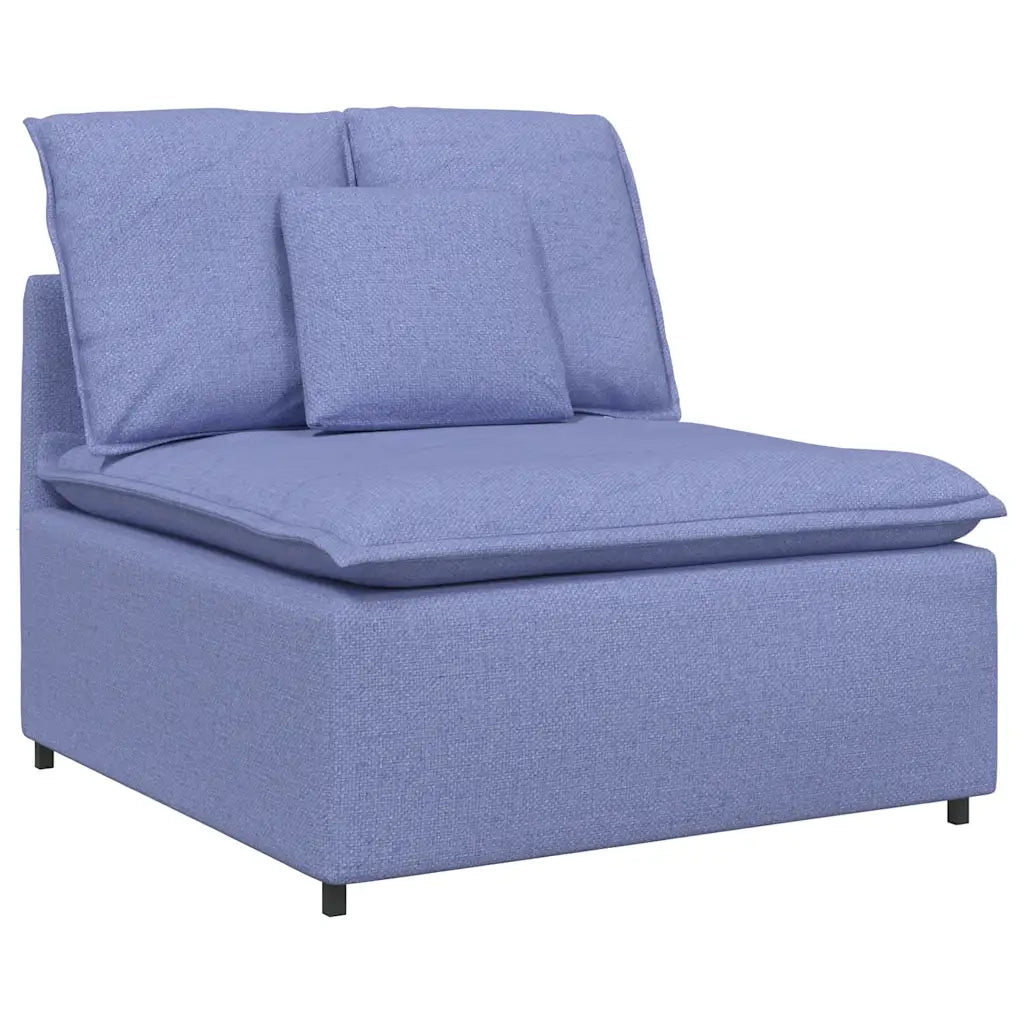 Divano Modulare con Cuscini in Tessuto Jeans Blu