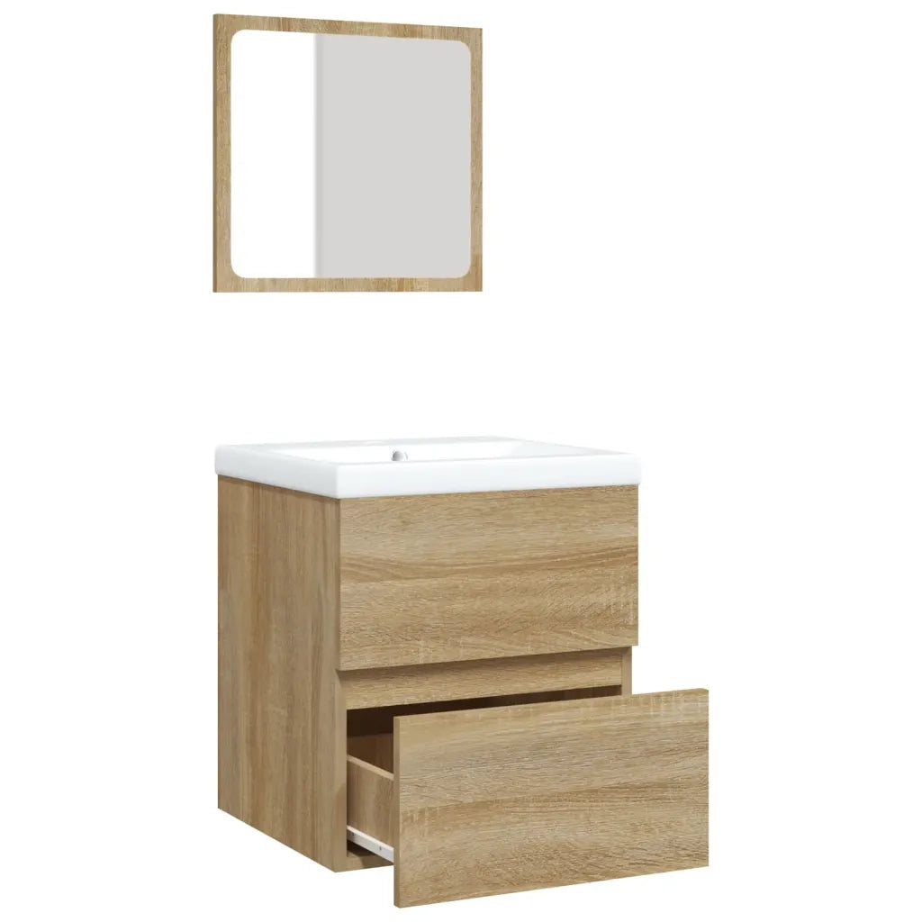 Mobile da Bagno con Lavabo e Specchio Rovere Sonoma 3114173