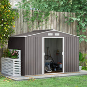 CASA DA GIARDINO 277x195x192 cm Acciaio Grigio con 2 porte scorrevoli