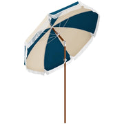 OMBRELLONE ROTONDO E INCLINABILE A 8 STECCHE CON MANOVELLA IN POLIESTERE E ACCIAIO Ø 213X234 CM BLU E BEIGE