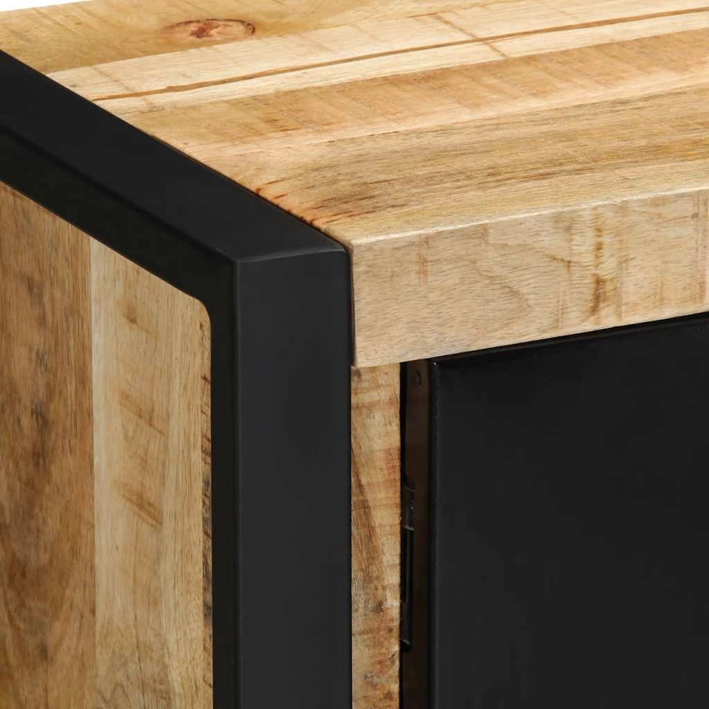 Pratico mobile porta TV dal design industriale 80 x 30 x 35 cm in legno massello di mango grezzo 02_0057636