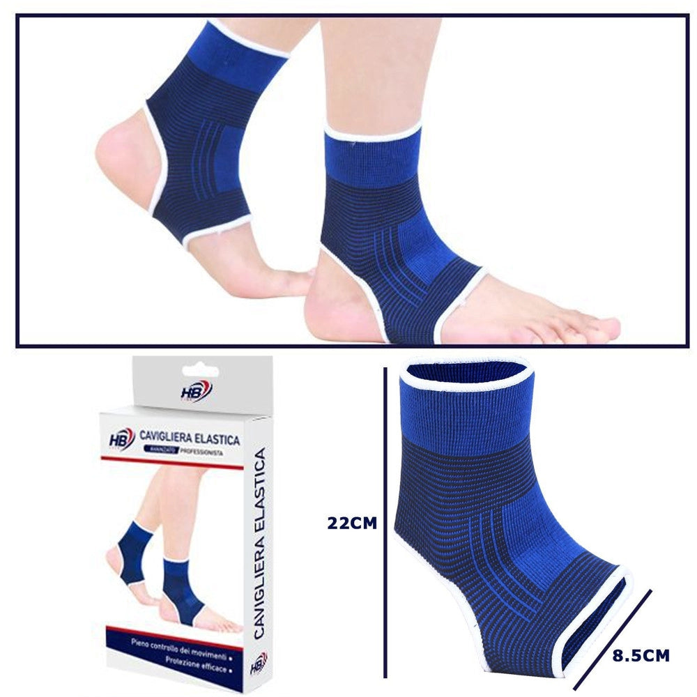 Trade Shop - Coppia Cavigliere Supporto Per Caviglia Anallergica Elastica Sport Fitness Blu -