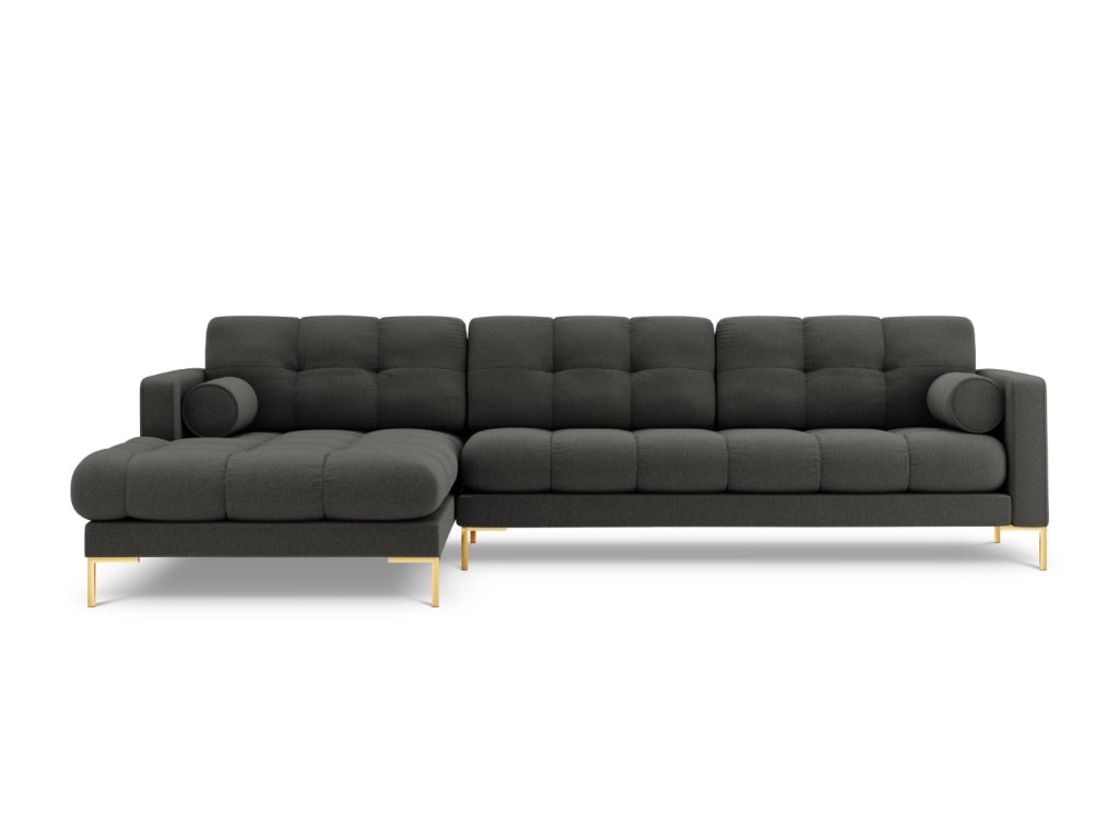 Cosmopolitan Design - Divano angolare sinistro "Bali" 5 posti in tessuto strutturato grigio scuro 
