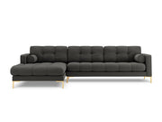 Cosmopolitan Design - Divano angolare sinistro "Bali" 5 posti in tessuto strutturato grigio scuro 