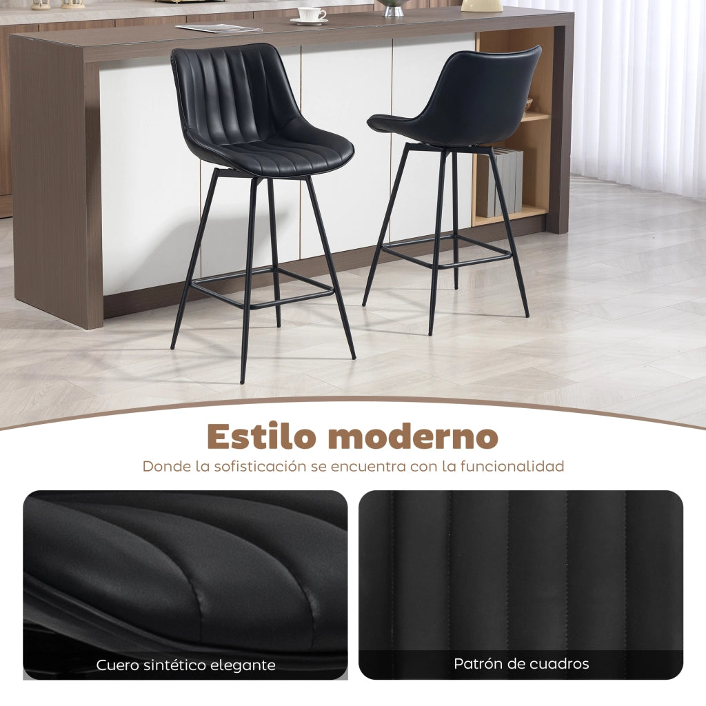 Set di 2 Sgabelli da Bar Girevoli 360¡ã ¨C Zephmum ¨C Nero, Similpelle