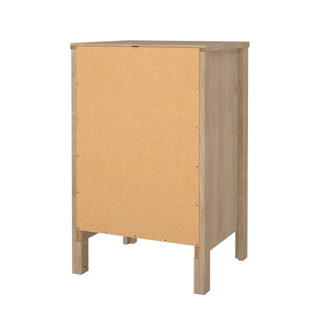 Comodino Lombardia, Comò basso, Tavolino da notte, Mensola da letto, 44x38 h70 cm, Rovere