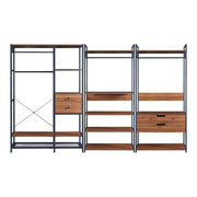 Set di 3 appendiabiti con 4 cassetti e 7 ripiani effetto noce canaletto 03_0009391